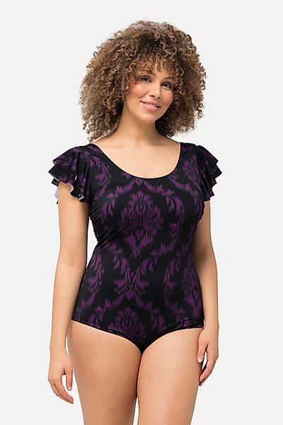 Ulla Popken Badeanzug Badeanzug Ornamente Volant-Schultern günstig online kaufen
