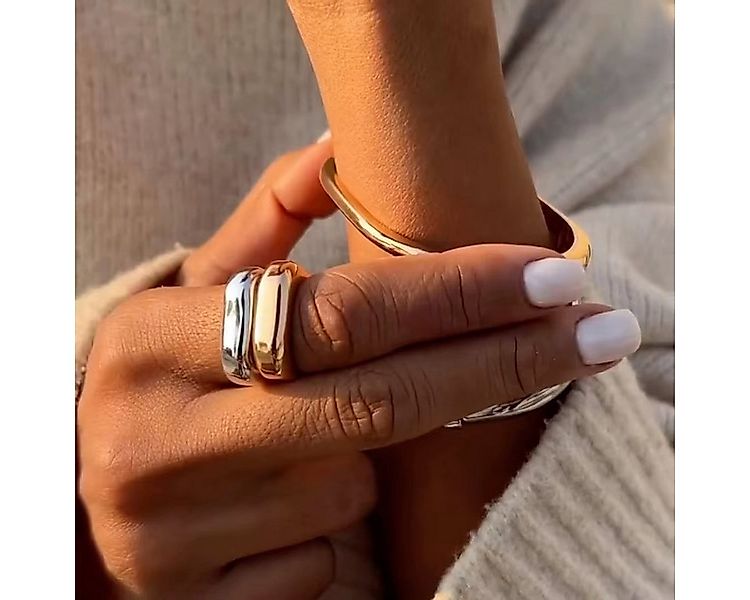 ROUGEMONT Fingerring Damen Ring Edelstahl 18K Gold Hypoallergen Wasserfest günstig online kaufen