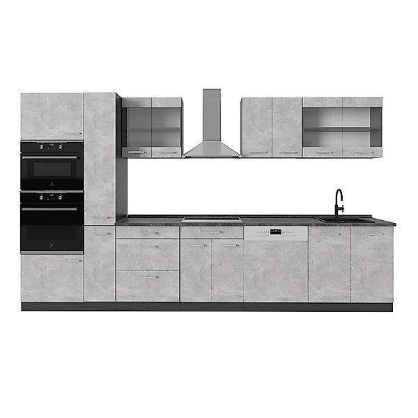 Vicco R-Line Küchenzeile Beton/Anthrazit 350 cm AP Anthrazit günstig online kaufen