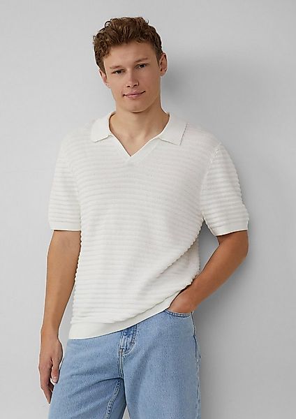 QS Kurzarmshirt Polo-Shirt Strickpolo mit offenem Kragen und Struktur günstig online kaufen