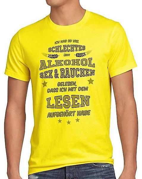 style3 T-Shirt Viel schlechtes Alkohol Sex Rauchen gelesen Spruch Fun Funsh günstig online kaufen