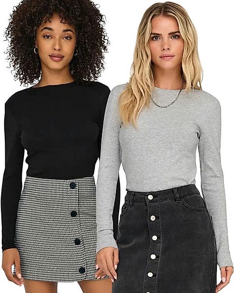 ONLY Langarmshirt (Spar Set, 2er-Pack) schlichtes Basic Shirt in Unifarben günstig online kaufen