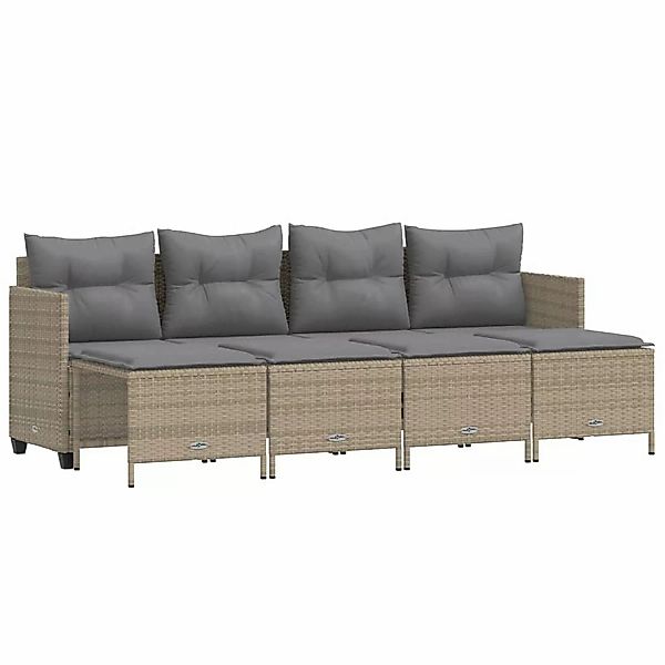 vidaXL 5-tlg Garten-Sofagarnitur mit Kissen Beige Poly Rattan Modell 194 günstig online kaufen