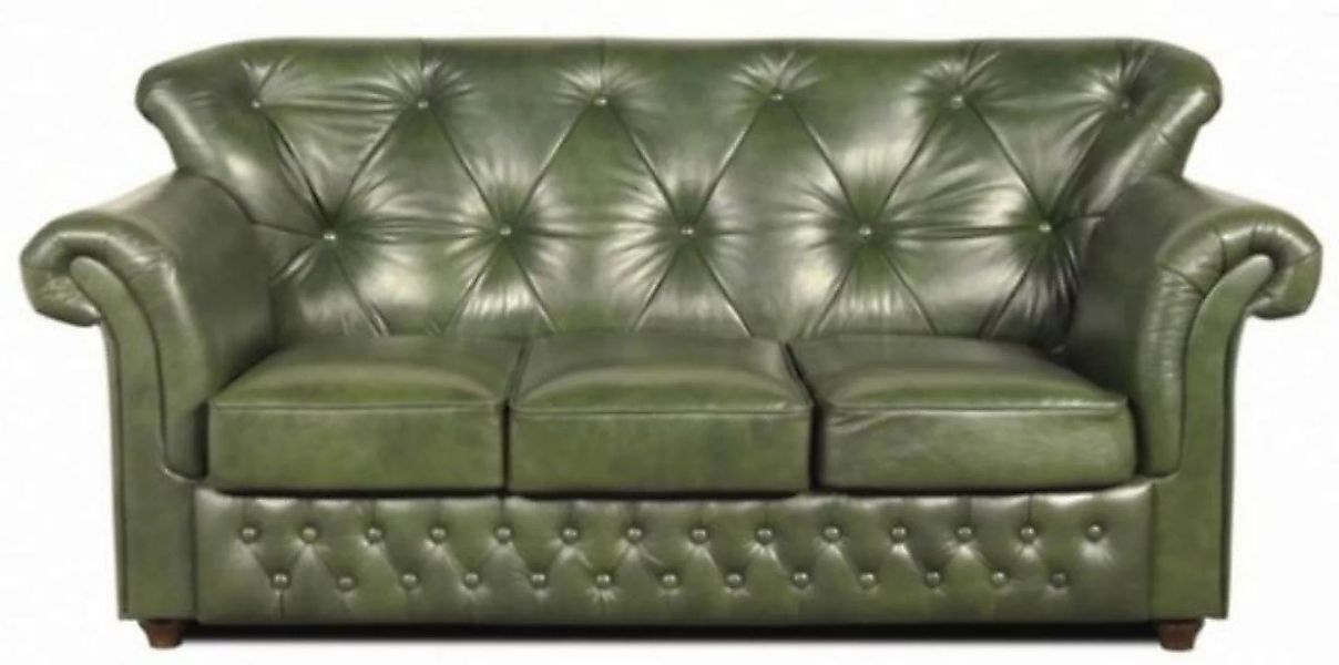 Casa Padrino Chesterfield-Sofa Chesterfield Echtleder 3er Sofa in grün mit günstig online kaufen