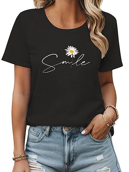 PYL Kurzarmbluse Damen Sommershirt Kurzarm mit Gänseblümchen Ausgefallene T günstig online kaufen