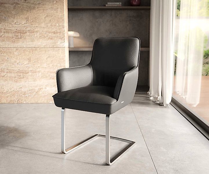 Freischwinger Heira-Flex mit Armlehnen Echt-Leder Schlamm Freischwinger fla günstig online kaufen