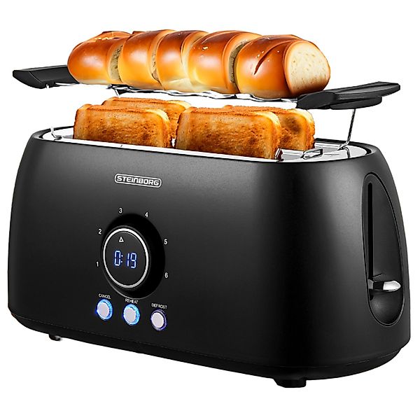 Steinborg SB-2212 XXL 4 Scheiben Toaster Digitales Display 1500 Watt Schwar günstig online kaufen