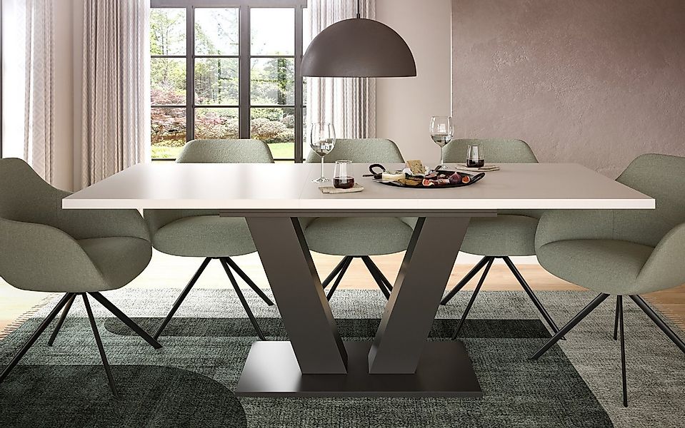 Inn.Furn Esstisch Home-X (Küchentisch in weiß mit grau, ausziehbar 150 - 19 günstig online kaufen