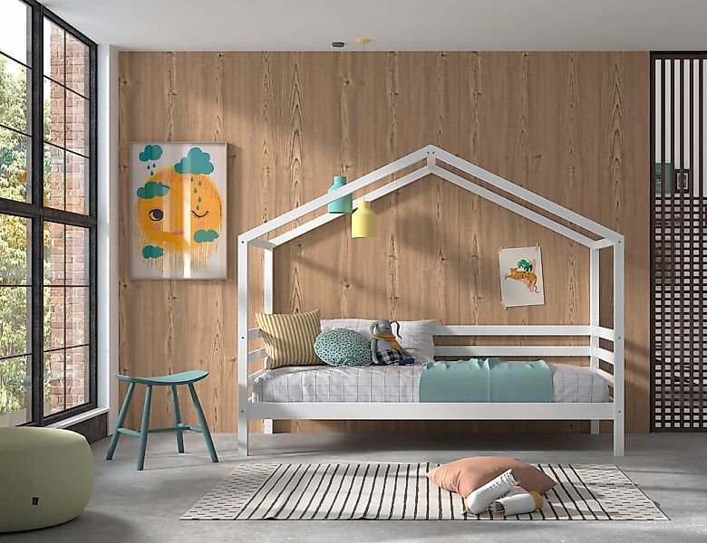 Home affaire Hausbett "Kiefer massiv weiß lackiert, inkl. Dachaufbau und Ro günstig online kaufen