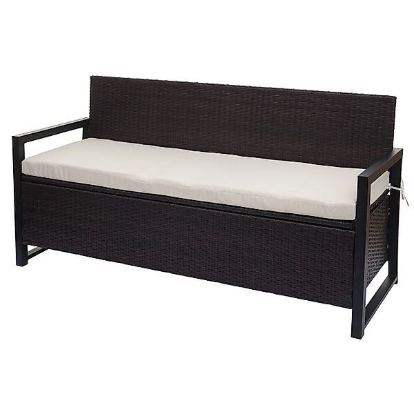MCW Poly-Rattan 3er Sitzbank F39 Braun Kissen Creme günstig online kaufen