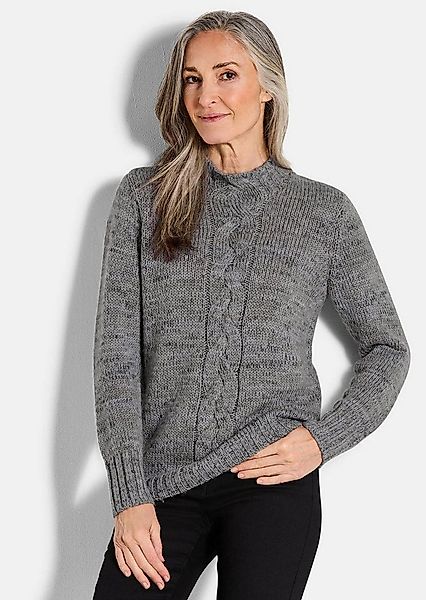 GOLDNER Strickpullover Hüftlanger Langarm Pullover, Zopfstrick Melange Fein günstig online kaufen