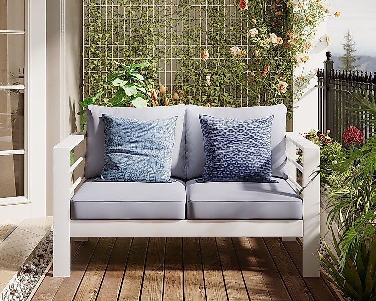 MeXo Loungesofa Gartensofa für Balkon 2 Sitzer Aluminium outdoor wetterfest günstig online kaufen