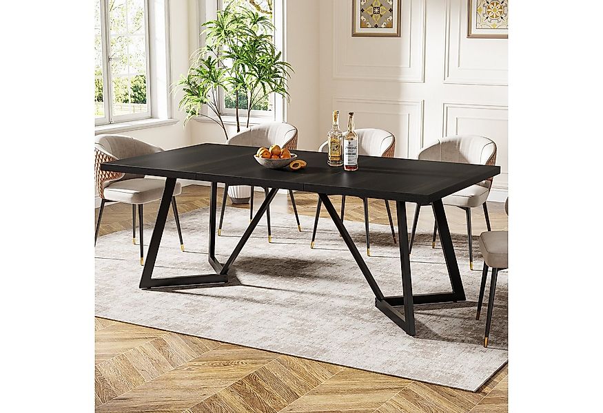 Tribesigns Esstisch 180cm großer Esstisch für 4-6, moderner schwarzer mit M günstig online kaufen