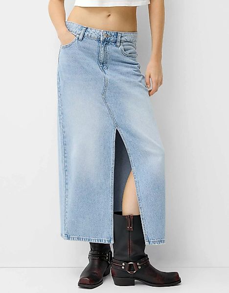 Bershka Langer Jeansrock Damen 42 Ausgewaschenes Blau günstig online kaufen