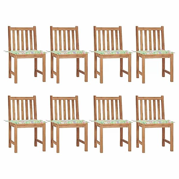 Gartenstühle 8 Stk. Mit Kissen Massivholz Teak günstig online kaufen