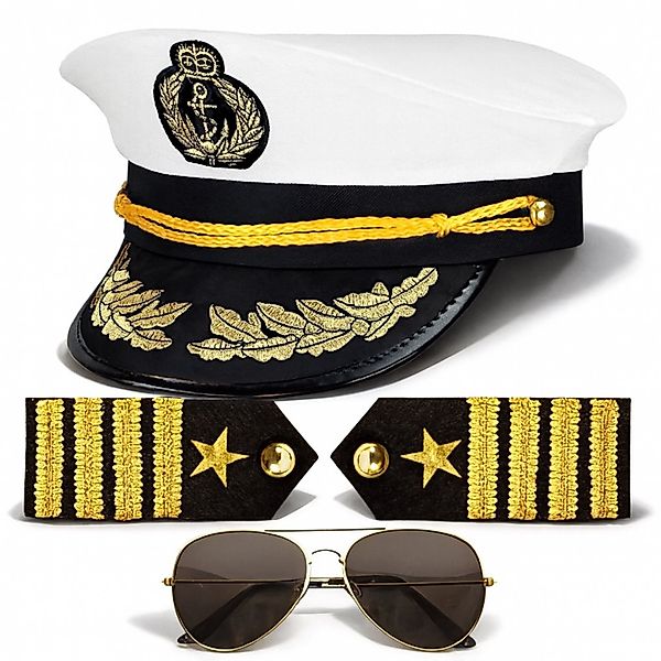TK Gruppe Kostüm Kostüm Set Kapitän – mit Kapitänsmütze - Fasching Karneval günstig online kaufen