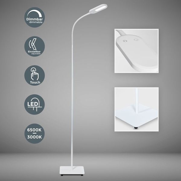 B.K.Licht Stehlampe Weiß 8W 600lm 3000K günstig online kaufen