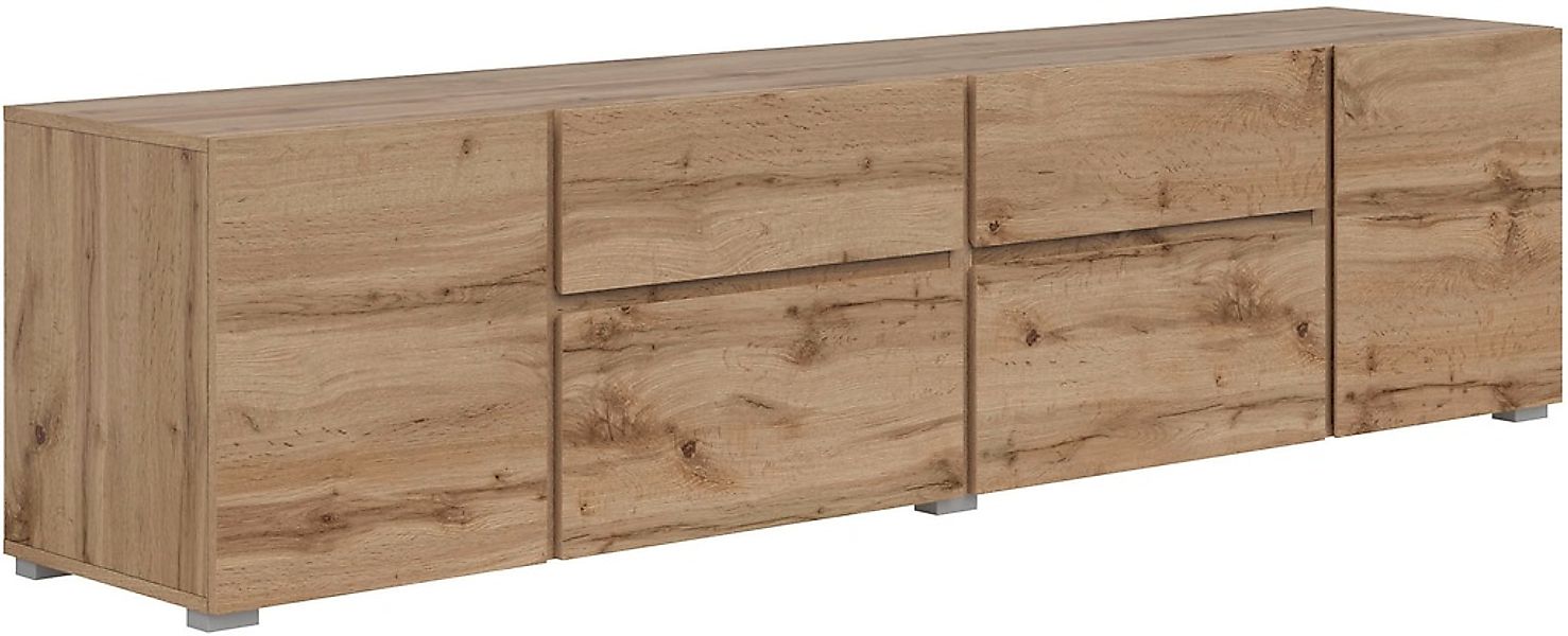 INOSIGN Lowboard "Asymetric, Breite 195 cm, grifflos, 2Klappen/2Schubkästen günstig online kaufen