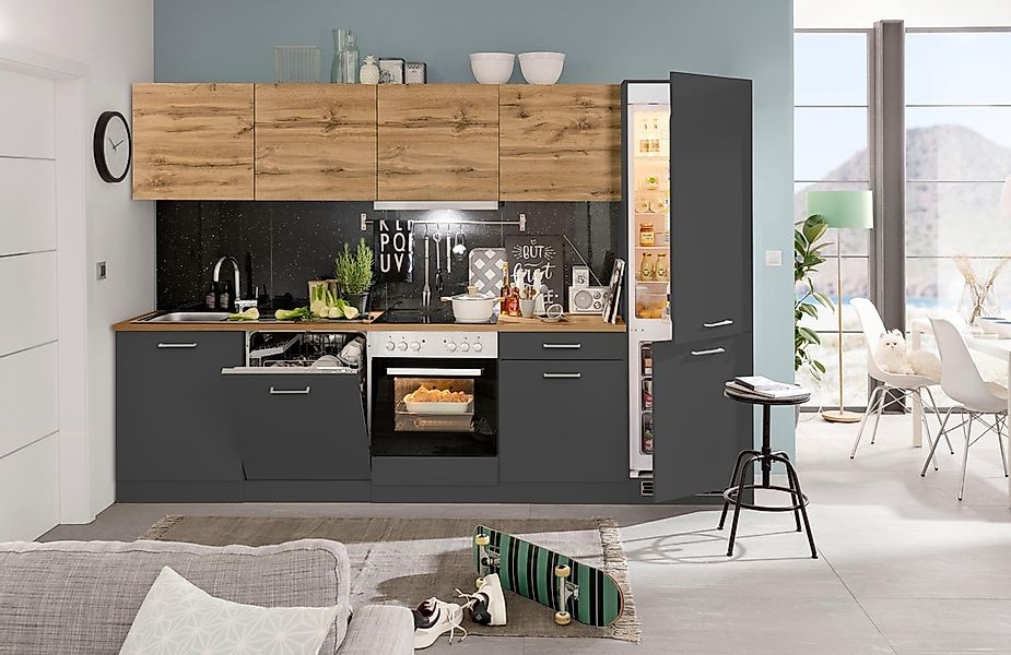 KOCHSTATION Küchenzeile »KS-Kehl«, mit E-Geräten, 300cm, inkl. Kühl/Gefrier günstig online kaufen