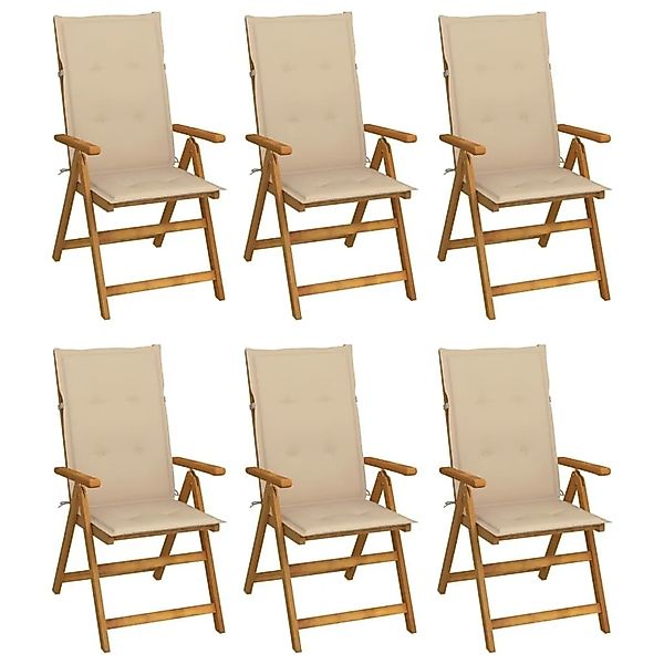 vidaXL Klappbare Gartenstühle 6 Stk mit Auflagen Massivholz Akazie 3064122 günstig online kaufen