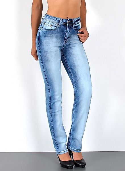 ESRA Straight-Jeans High Waist Straight Fit Jeans Damen Geradeschnitt Hose günstig online kaufen