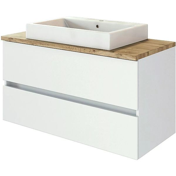 Held Möbel Waschtisch Ferrara 100 cm x 63 cm x 48 cm Weiß-Weiß günstig online kaufen