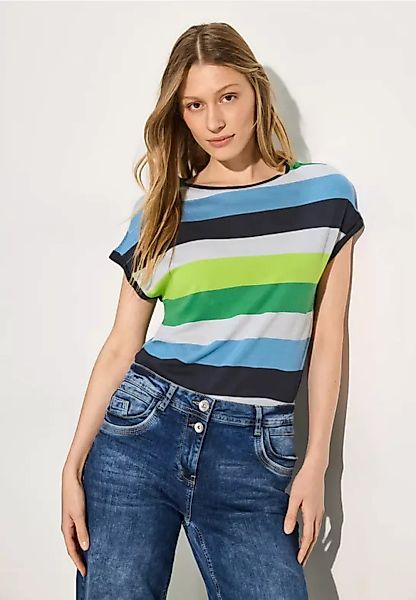 Cecil T-Shirt bold stripe with lurex Shirt, dark petrol blue günstig online kaufen