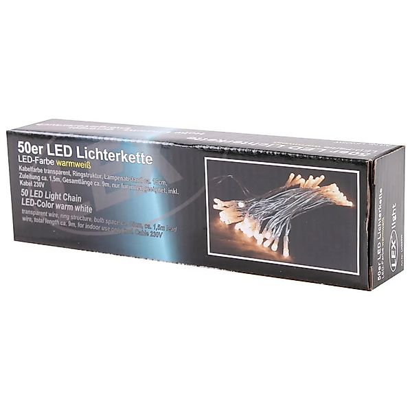 Lex 50er LED Lichterkette Transp. Kabel Innen Partylichterkette Beleuchtung günstig online kaufen