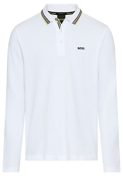BOSS GREEN Langarm-Poloshirt Plisy mit Streifen am Kragen günstig online kaufen