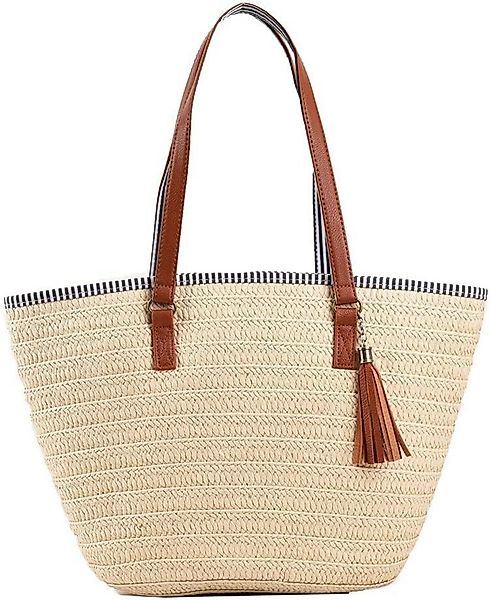 LuxusKollektion Strandtasche Strohtasche Damen Sommer Strandtasche günstig online kaufen