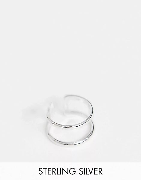 ASOS DESIGN – Ring aus Sterlingsilber mit Doppelband-Design in Silber günstig online kaufen