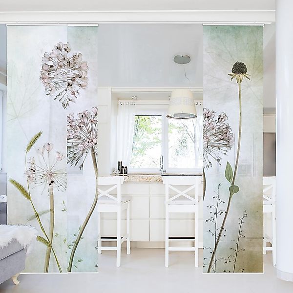 Bilderdepot24 Schiebegardine modern Flächenvorhang blickdicht Lauchblüten günstig online kaufen