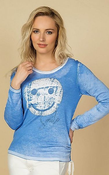 Passioni Longpullover Sommerpullover in Blau, mit einem Smiley Print und Gl günstig online kaufen