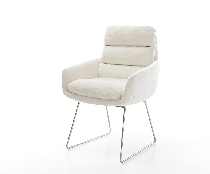 Esszimmerstuhl Abelia-Flex mit Armlehnen Bouclé Soft Beige Kufengestell Ede günstig online kaufen