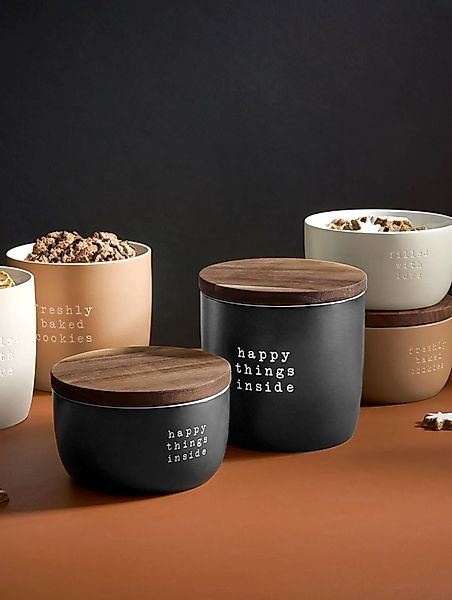 Vorratsdose mit Deckel "happy things inside" Akazienholz günstig online kaufen