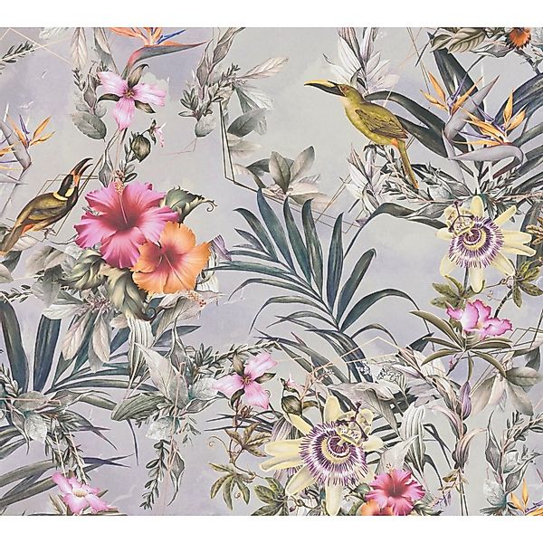 Vliestapete Blumenoptik Floral Matt glatt Grau Rosa FSC® günstig online kaufen