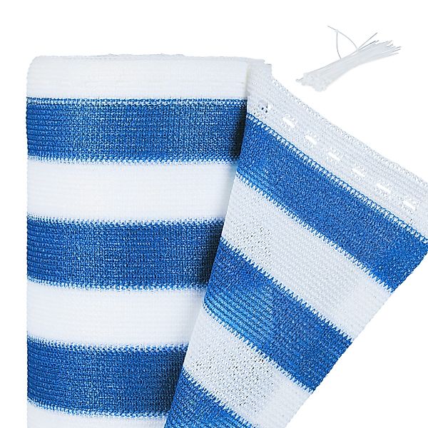 relaxdays Sichtschutzzaunmatten Zaunblende 2 m blau-weiß günstig online kaufen
