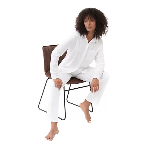 Damen Pyjama Shirt Langarm Sleepsation Bio-baumwolle Weiß günstig online kaufen
