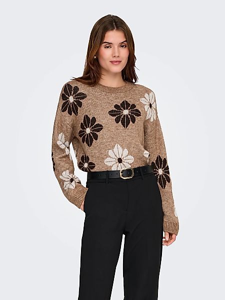 ONLY Rundhalspullover "ONLFREESIA LS FLOWER O-NECK RP KNT" mit Blümchen - S günstig online kaufen