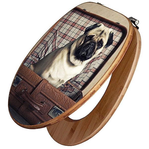 Banjado Design WC Sitz Bambus Toilettendeckel Toilettensitz Bambus Holz Klo günstig online kaufen