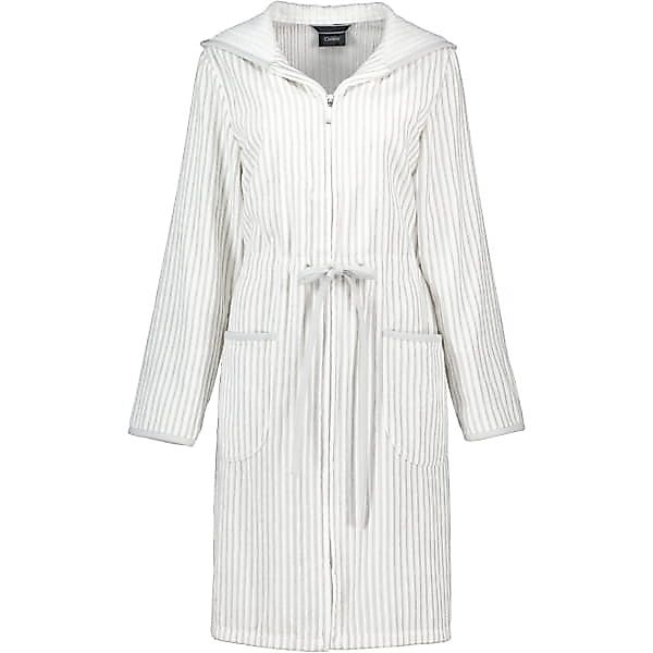 Cawö - Damen Bademantel - Kapuze 6416- Farbe: weiss/silber - 76 - S günstig online kaufen