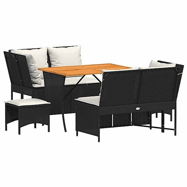 vidaXL 5-Tlg Garten-Sofagarnitur mit Kissen Schwarz Poly Rattan 3365345 günstig online kaufen