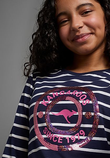 KangaROOS Langarmshirt Ringelshirt mit Paillettenapplikation taillierte günstig online kaufen