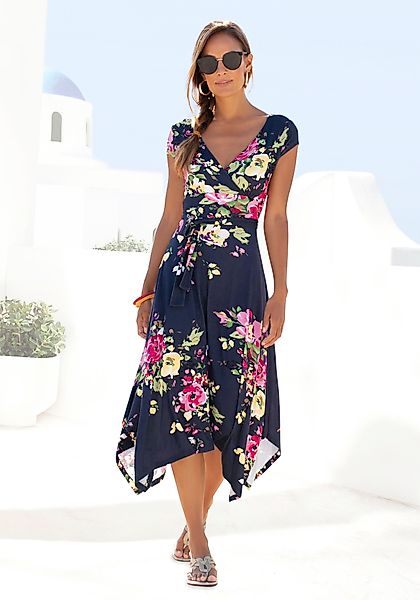Beachtime Sommerkleid, mit Zipfelsaum und Schleife in der Taille, Jerseykle günstig online kaufen