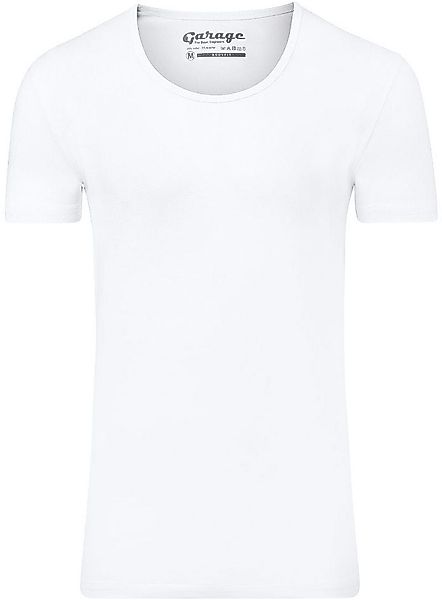 Garage Stretch Basic T-Shirt Weiss Tiefer Rundhals - Größe XXL günstig online kaufen