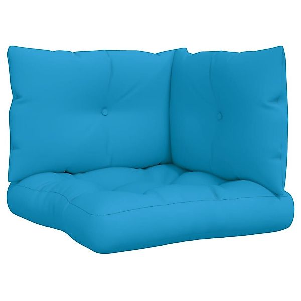 vidaXL Sitzauflage Palettenkissen 3-tlg. Blau Stoff, günstig online kaufen