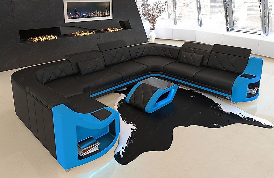 Sofa Dreams Wohnlandschaft Ledersofa Genua Mini U Form, Designersofa, Sofa günstig online kaufen
