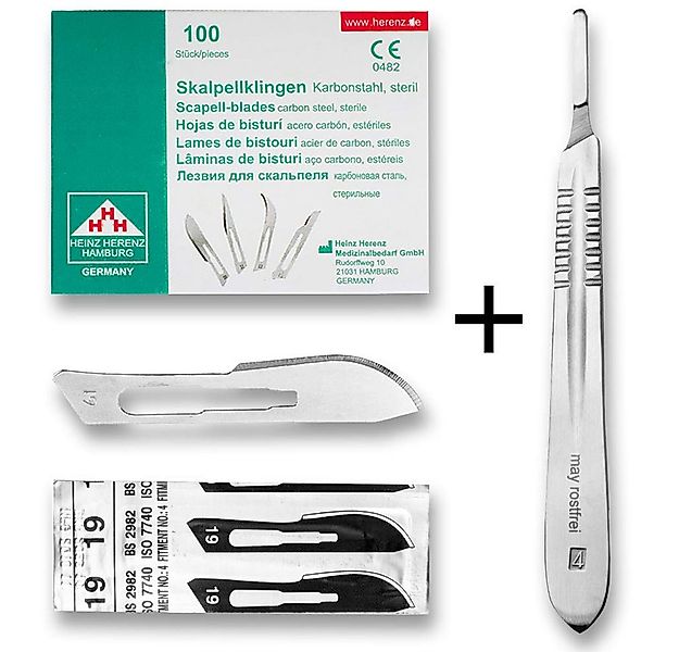 May Cuttermesser Skalpell Set: 100x Sterile Skalpellklingen Fig. 19 (Karbon günstig online kaufen