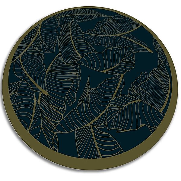 Tulup Teppich Blatt PVC Mat 140x140 cm Schwarz Tapijt Vinyl PVC Tapijt Rund günstig online kaufen