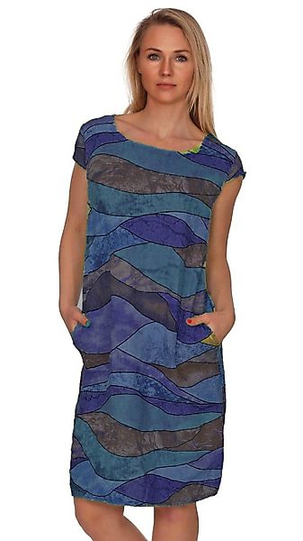 Charis Moda Sommerkleid Leinenkleid "Colourwaves" A-Linie günstig online kaufen